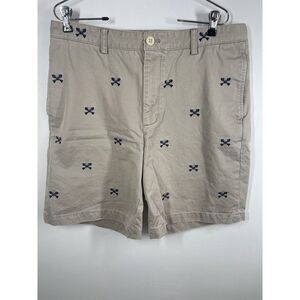 VINEYARD VINES Men's Sz 35 Embroidered Crossed Fish Bones Tan Khaki Club Shorts‎